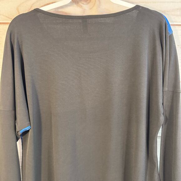 Fashque Studio Black & Blue Long Sleeve Crew Neck Top Size XL - Picture 4 of 5